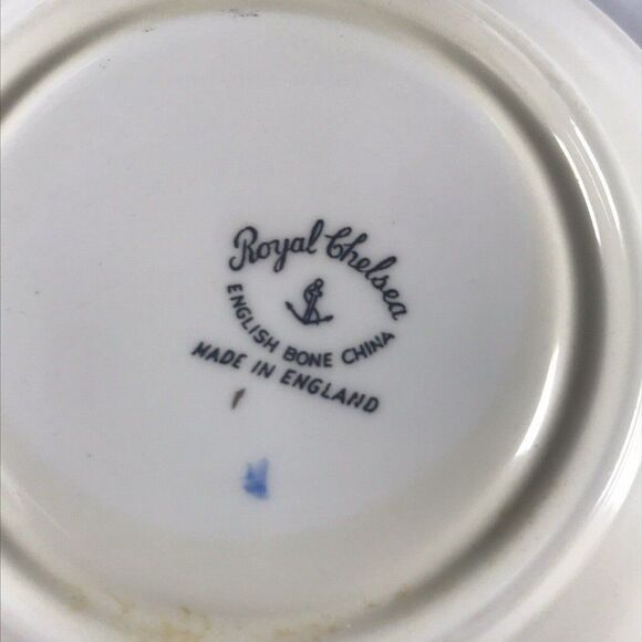 Royal Chelsea Demitasse Coffee Tea Cup Saucer w Blue Lillies Lily VTG - Picture 6 of 12